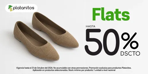 Promoción Platanitos con hasta 50% de descuento en flats seleccionados.