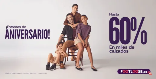 Promoción de aniversario Footloose con hasta 60% de descuento en miles de calzados seleccionados.