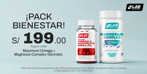 Pack Bienestar Lab Nutrition con Maximum Omega 3 y Magnesium Complex a S/ 199.
