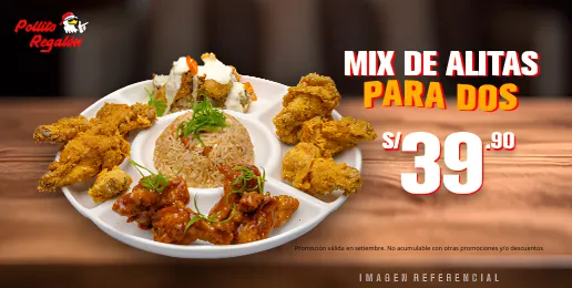Promoción Pollito Regalón con Mix de Alitas para dos a S/ 39.90.